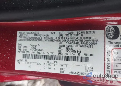 2015 Ford Fiesta Se from USA, damaged, VIN 3FADP4EJ7FM200598